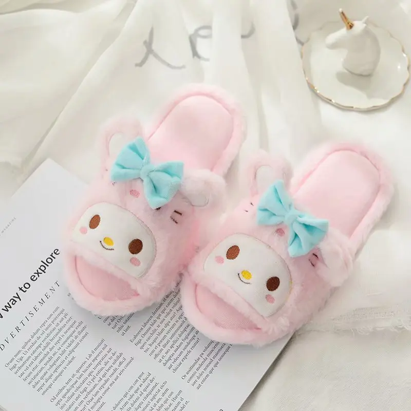 Girl Peep Toe Slippers Indoor Home Shoes Flat Non-slip Female Slipper Women Japanese Anime Purple Kuromied Shoes Gifts Girl Pink