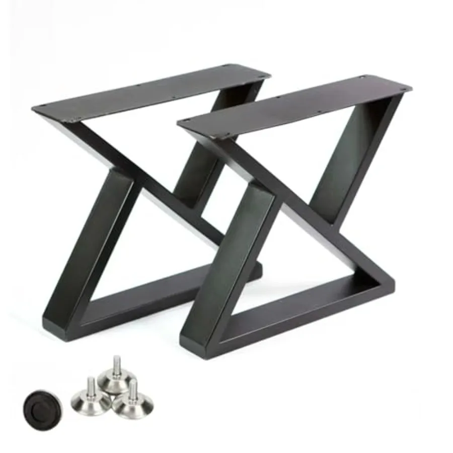 

16" High Coffee Table Legs, Metal Desk Legs Black Industrial Modern Bench Chair Base, Triangle Shape Set of 2 15.7" H x 17.7" W