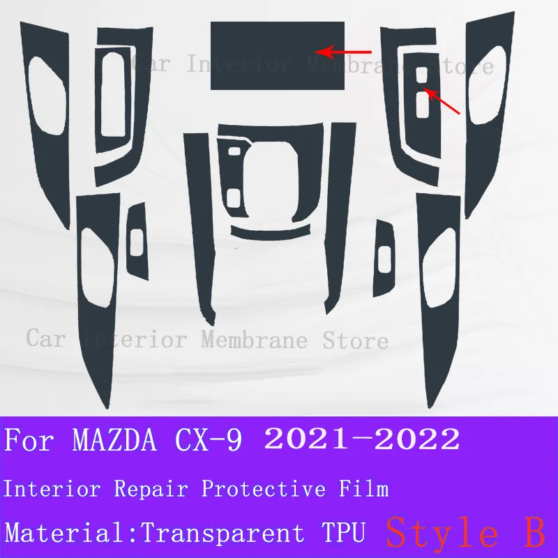 

For MAZDA CX9 (2016-2022) Center console gear panel navigation screen TPU car interior protective film anti scratch sticker