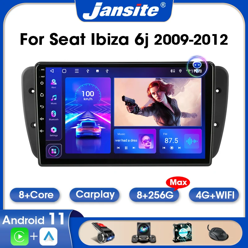 

Магнитола Jansite 2 Din Android 11,0 для Seat Ibiza 6j 2009-2012 мультимедийный видеоплеер Carplay стерео RDS Авто DVD QLED экран