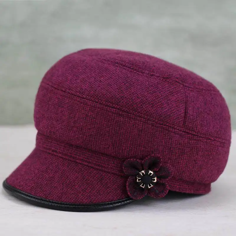 

Warm Cotton Hat for Middle-Aged And ly Women Winter Dubill Cap Spring Autumn Thermal andmother Mom Windproof Hat