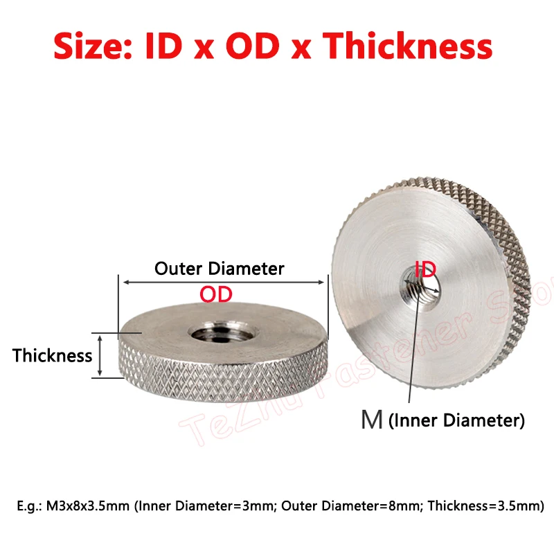 Tuercas de ajuste moleteadas de acero inoxidable 304, Tuercas apretadas a mano de cabeza plana, M3, M4, piezas, M5, M8, M10, M12, 1-5 M6