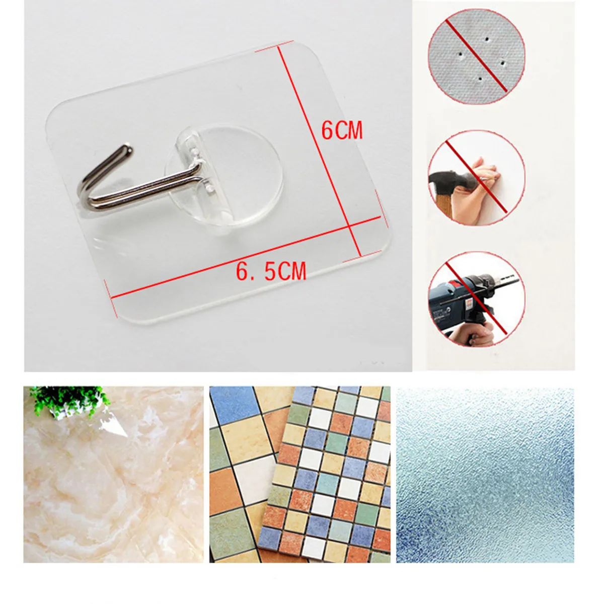 Strong Stick Hook Transparent Adhesive Hooks for Bedroom Kitchen Wall Heavy Duty Hanging Organizer Removable Adhesive Hooks