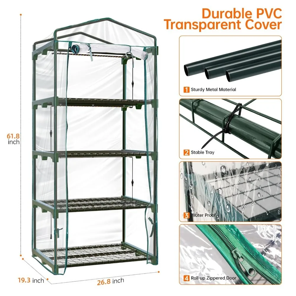 Indoor Greenhouse with Grow Light, 4-Tier Mini Greenhouse Indoor, Custom