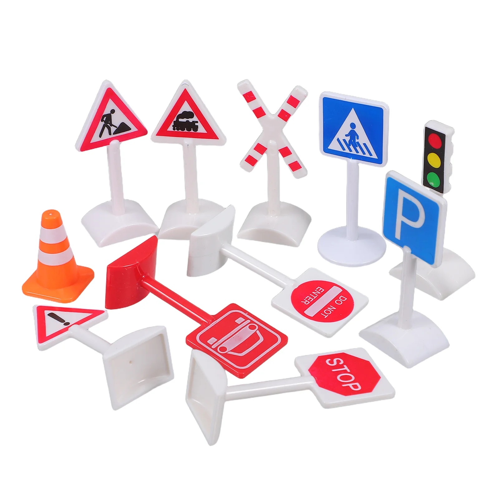 Kit de panneaux de signalisation routière miniatures, ensemble de fausses lumières brillantes pour jeu d'urbanisme pour enfants, éducation à la sécurité routière, divertissement