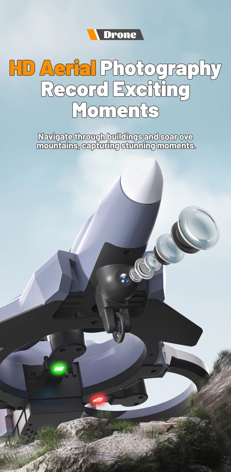 インテリジェント障害物回避機能付きスクリーン搭載クアッドコプター ブラシレスモーター ドローン HDカメラ 空撮 ブラシレスフォームファイター