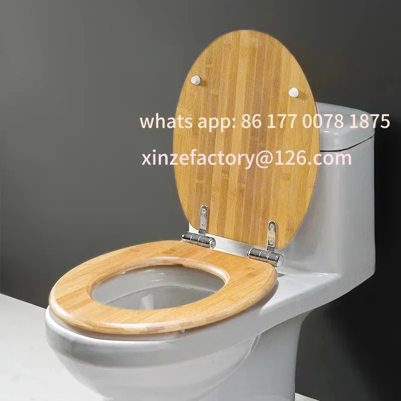 

Customizable Universal Buffer Toilet Seat Cover Household Thickened Bamboo Solid Wood Toilet Cover Quick Release Buffer Mute