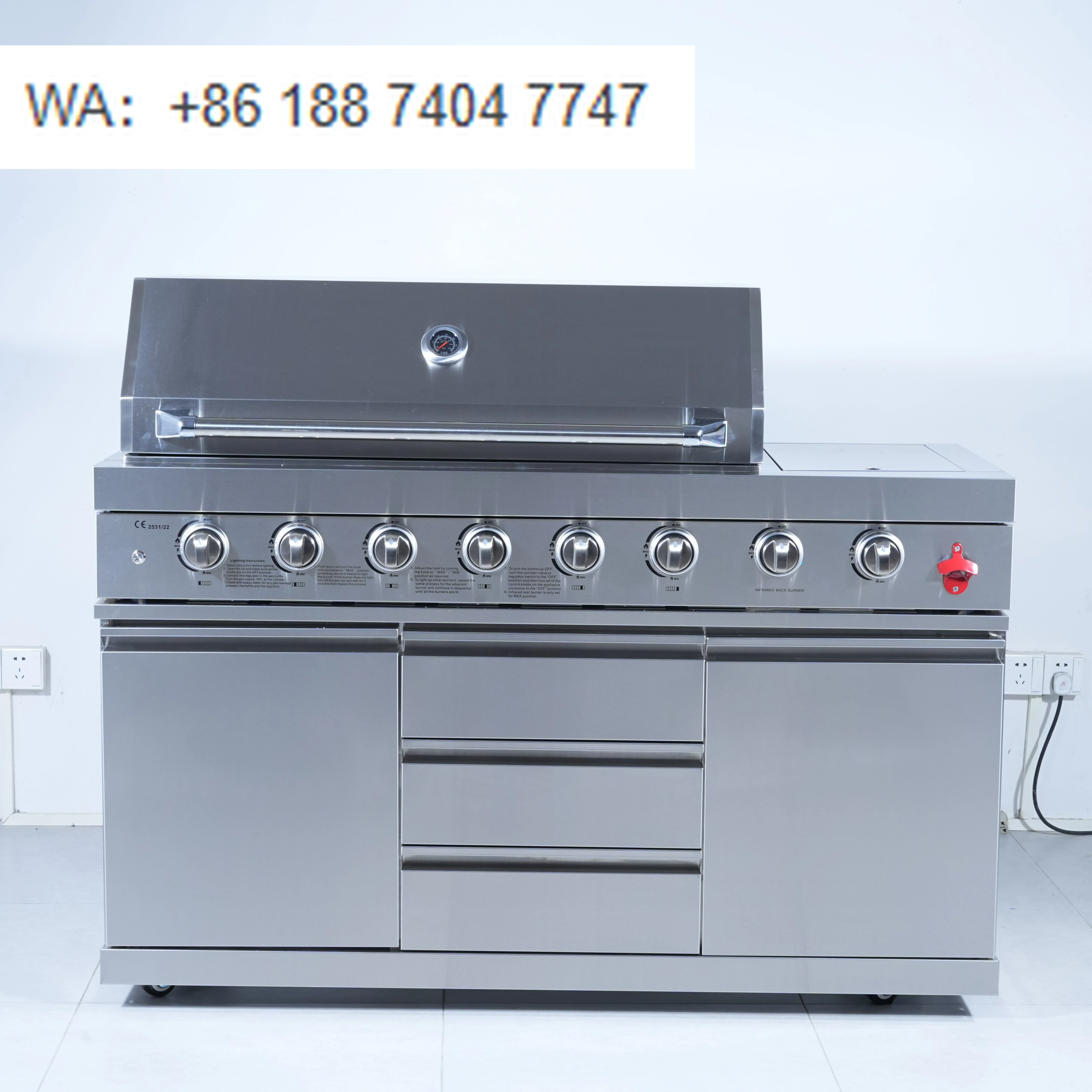 

Luxury Villa Outdoor Grill 6-Burner SS304 Gas Grill With High Heat Output for 20 People Barbecue
