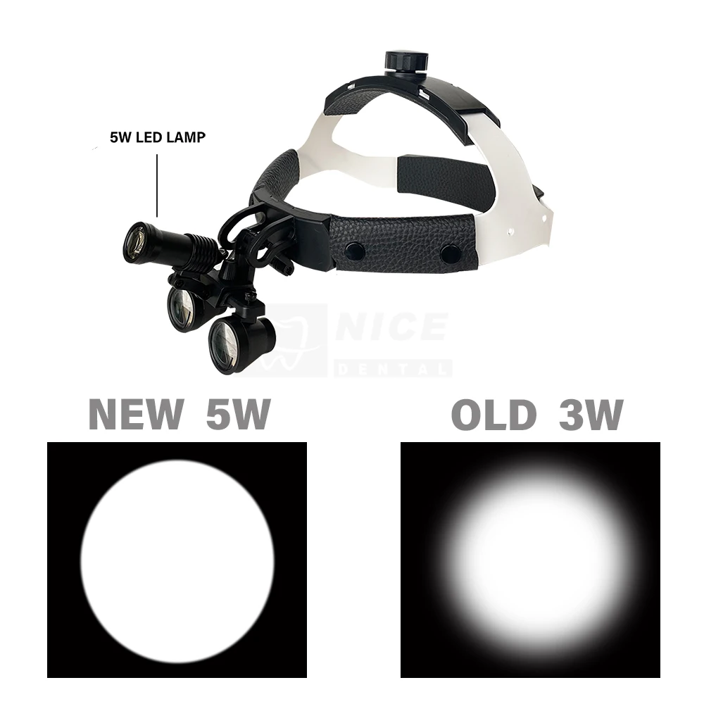 5W LED 2.5X/3.5X Head Wearing Dental Binocular Magnifier Medical Oral Headlight Rechargeable Lithium Battery