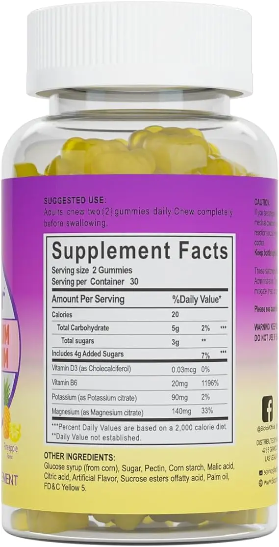 Low sugar chewable magnesium citrate gummie supplement for adults supporting leg spasms and muscles