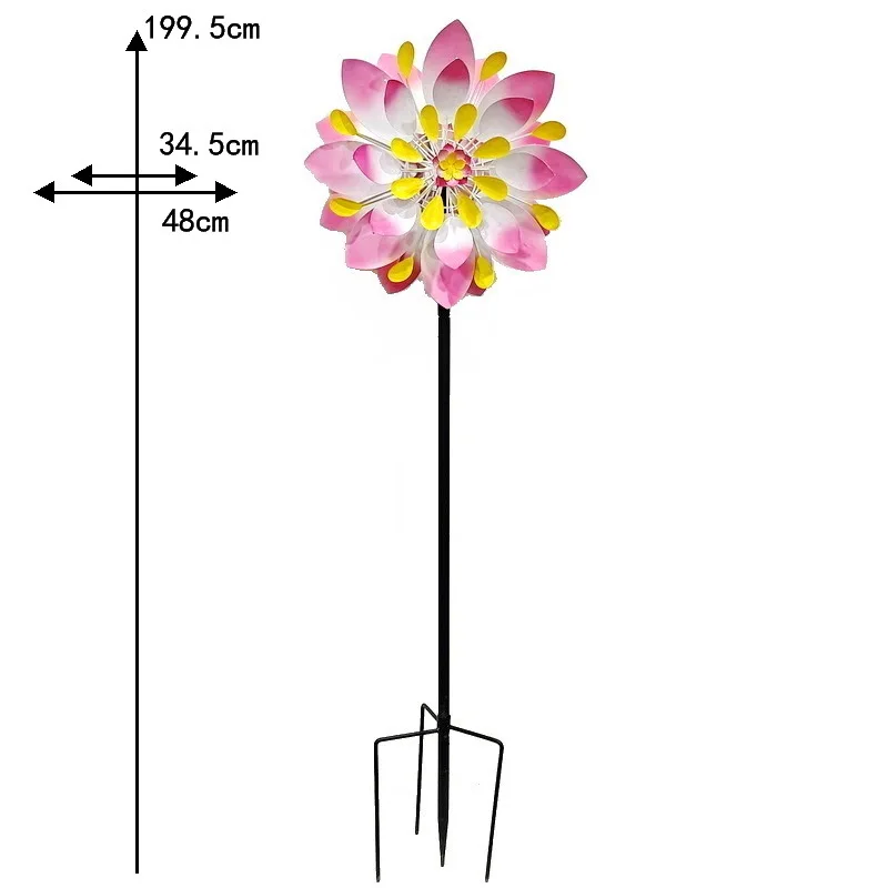 Garden Lotus Wind Spinner Large Metal Kinetic Wind Sculpture 360° Dual Rotation Windmill for Yard Lawn Patio Outdoor Decor