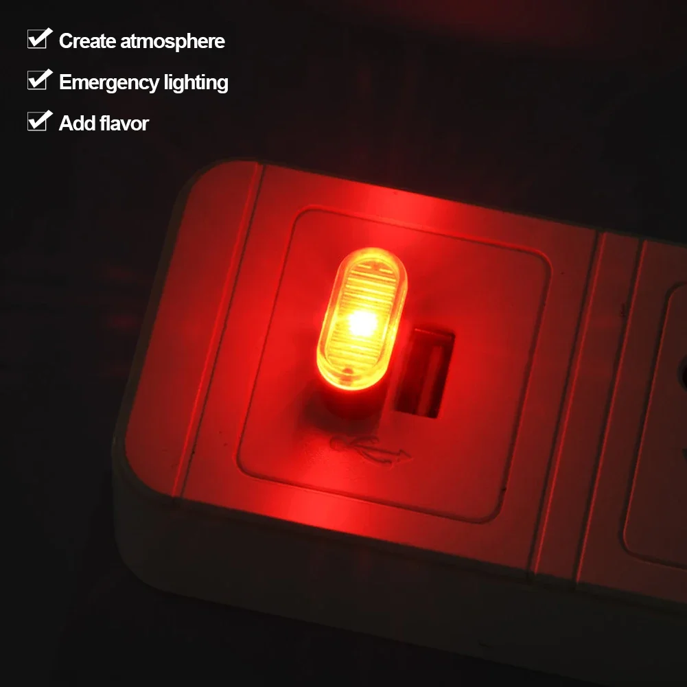 1Pc Car Indoor Neon Decorative Light Mini USB LED Atmosphere Light Emergency Lighting Universal PC Portable Plug and Play