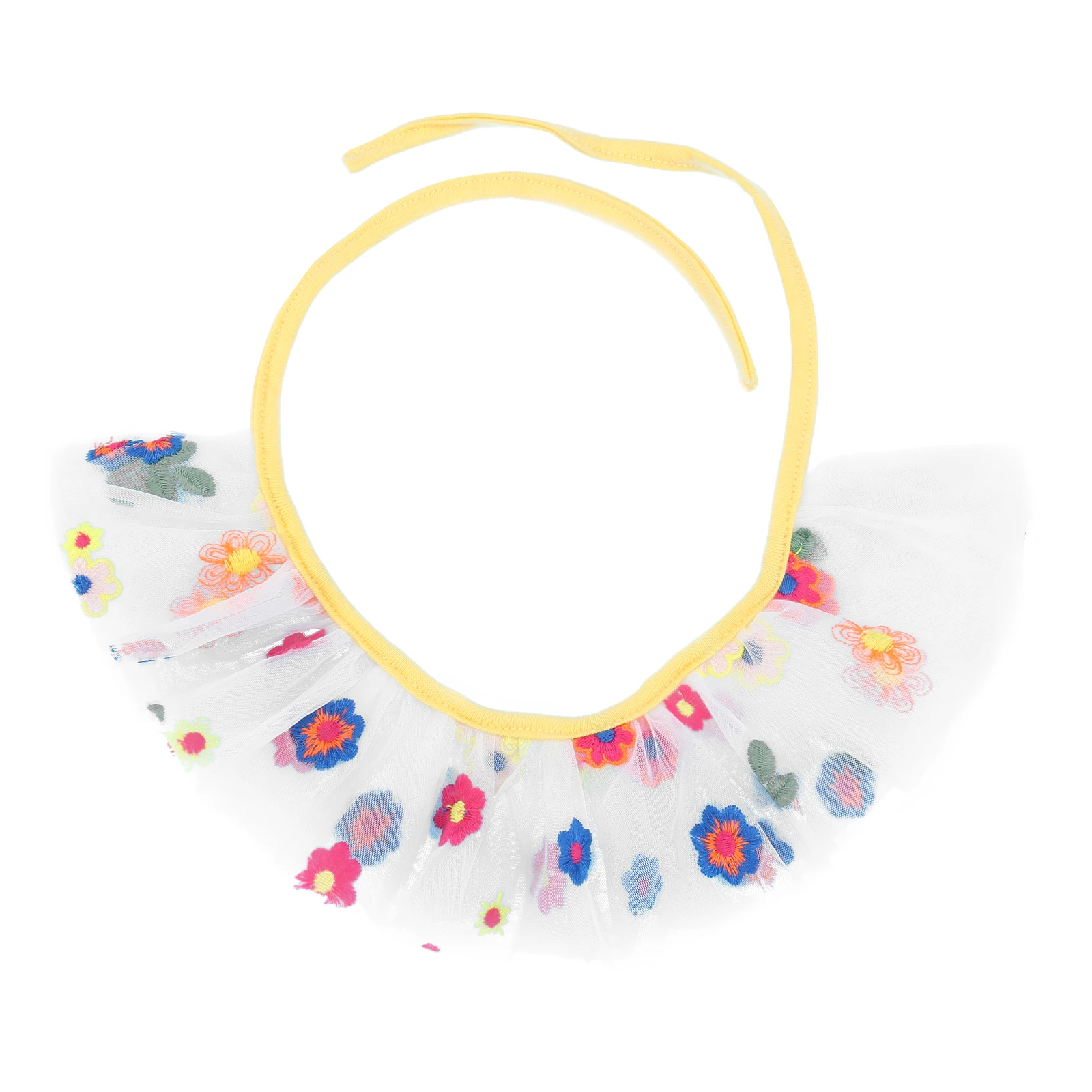 

1pc Embroidered Dog Scarf Pet Collar Free Size 5-18kg Saliva Towel Yellow Nautical Flowers Bib Costumes Dog Accessories