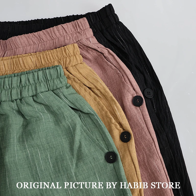 

Women Cotton Linen Pants Summer and Autumn Solid High Waist Wide-Leg Trousers Female Loose Hemp Casual Breathable Sports Pants