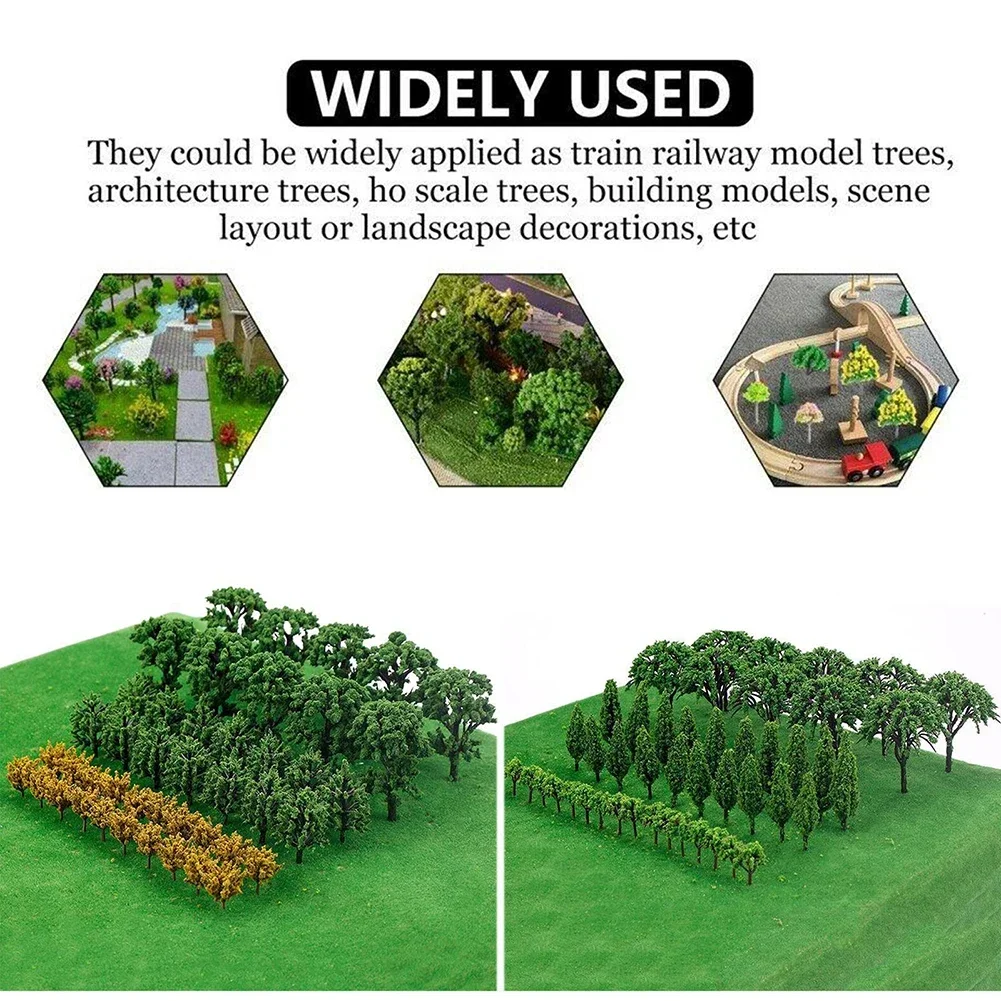50PCS Trees Model Train Railroad Wargame Diorama Scenery Landscape Scale DIY Accessories Sandtable Decor Architectural Model
