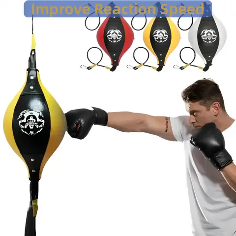 Quality PU Leather Boxing Punching Bag Pear Inflatable Speed Double End Training Reflex Ball Hangings Swivel Exercise Fitness