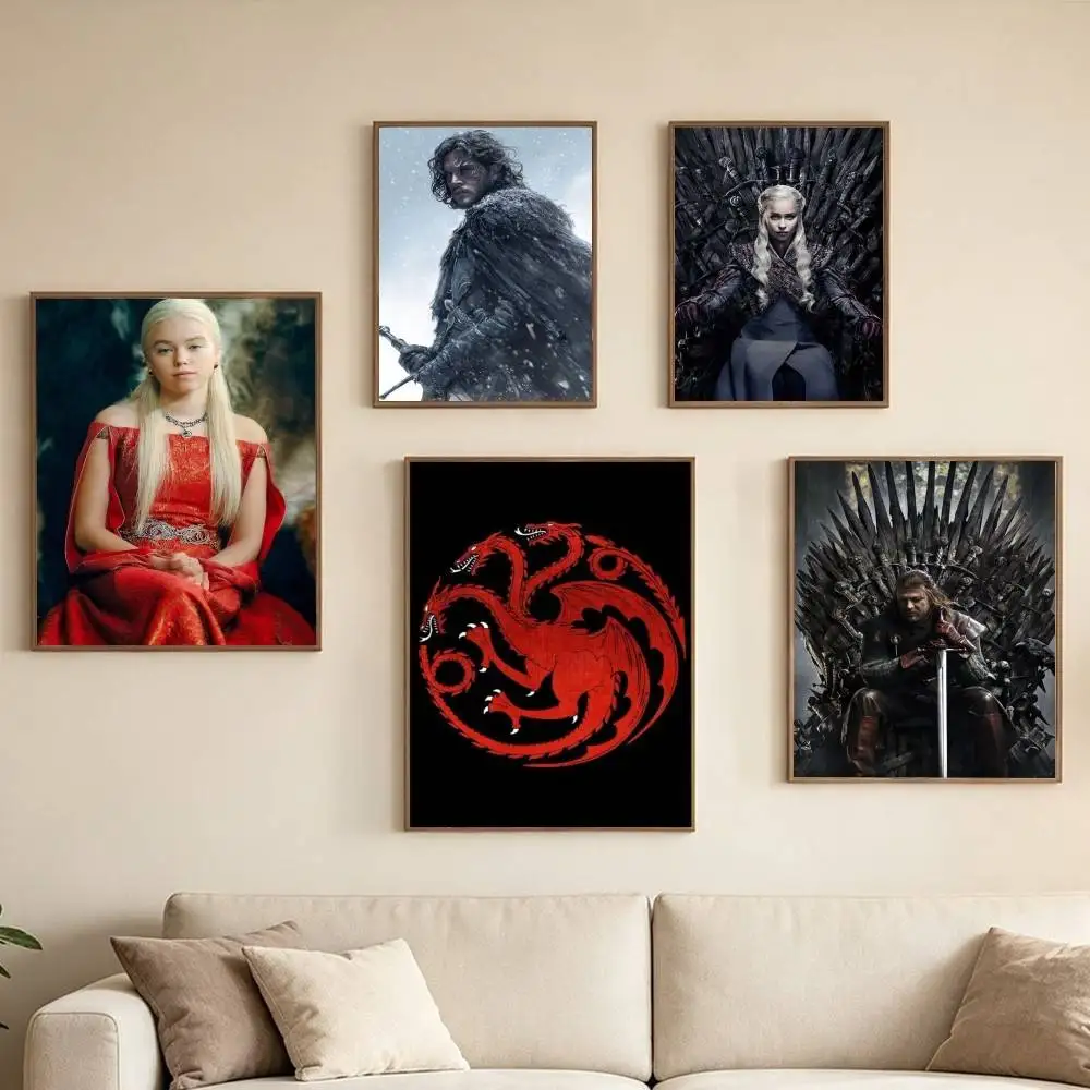 Hot Game of Thrones T-Targaryen Poster High Quality Dorm Living Room Aesthetic Wall Decoration Painting Stickers Gift