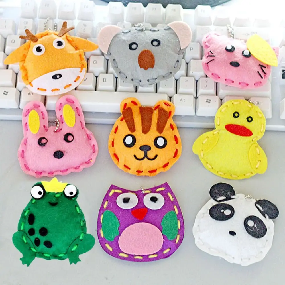 

Cartoon Animal Pendant Material Kit Handmade Educational Sewing Craft Kit Non Woven Fabric Pink Bag DIY Toy Kit Gifts