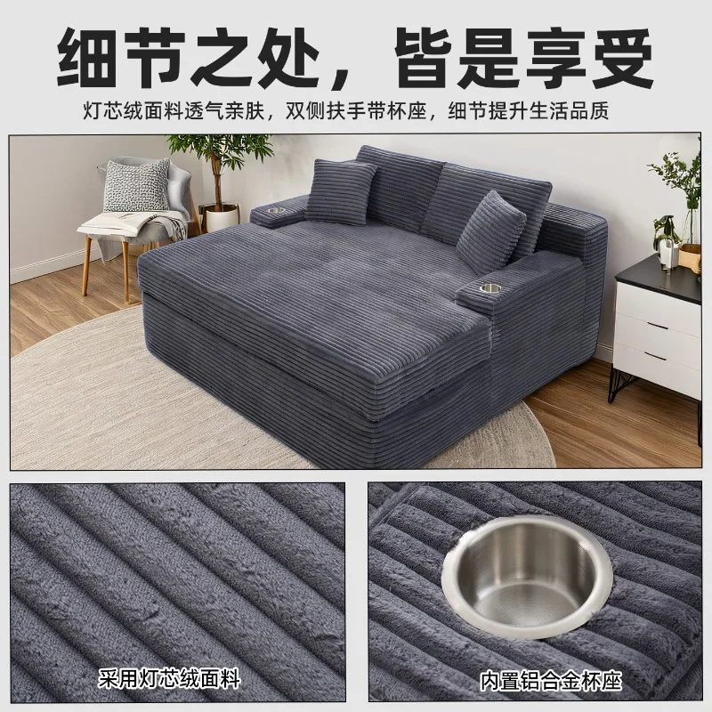 High rebound compression sofa with cup holder, living room, bedroom, striped cloth