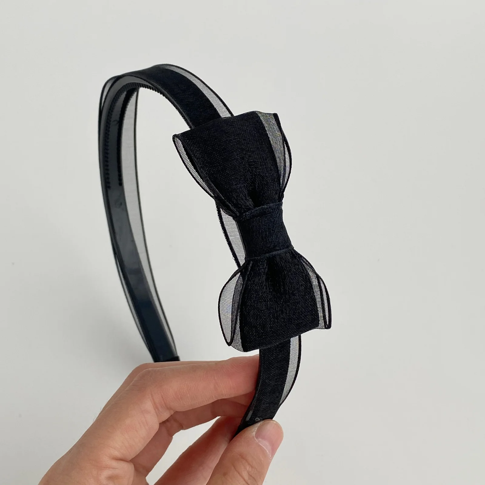 1 Stück Vintage-Stirnbänder mit gepunkteter Organza-Schleife, elegante transparente Netz-Haarreifen, süße, passende Haaraccessoires für den Alltag der Frauen – Detail 5