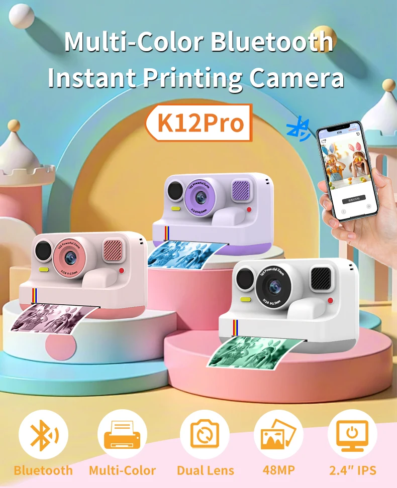 mini camera print K12 Christmas Gift Kids Digital Camera High Quality Cute Instant Print CMOS Imaging Sensor