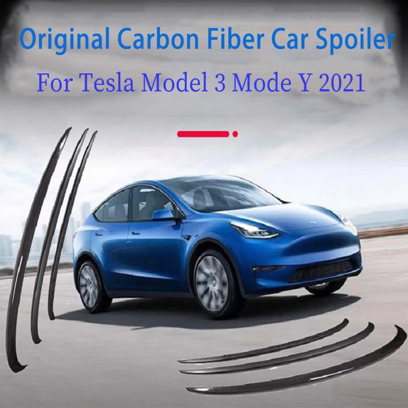 

For Tesla Mode 3 Y Tail Wing Carbon Fiber Car Spoiler Original Car Rear Roof Trunk Spoiler Tail Wing Rear Wing Lip Trim Stick