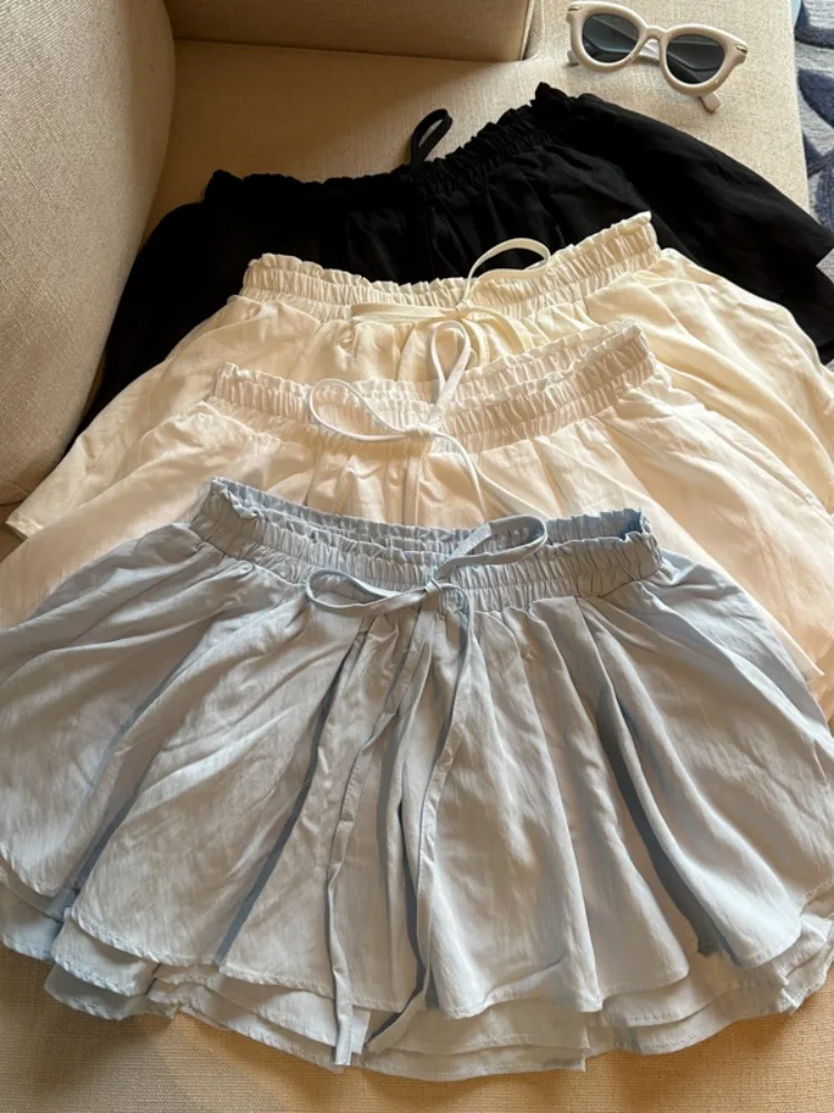 

Korean Style High Waist Slimming Half Skirt Summer New Belted A-Line Short Skirt Unique Design Gored Skirt Breathable Skin-Fr...