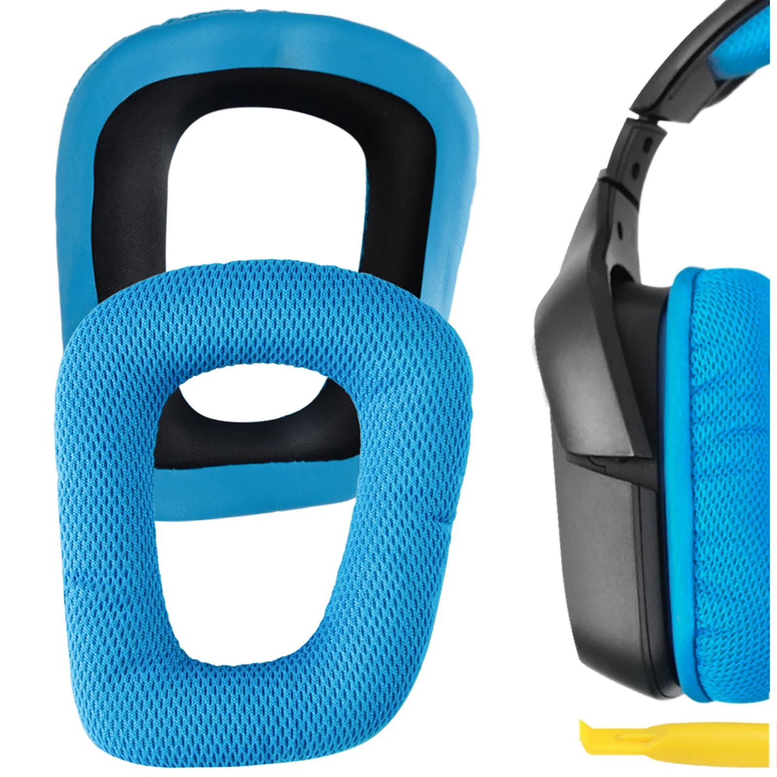 Geekria QuickFit Mesh Fabric Replacement Ear Pads for Logitech G930, G430, G432, G332, G35, F450 Headphones Ear Cushions