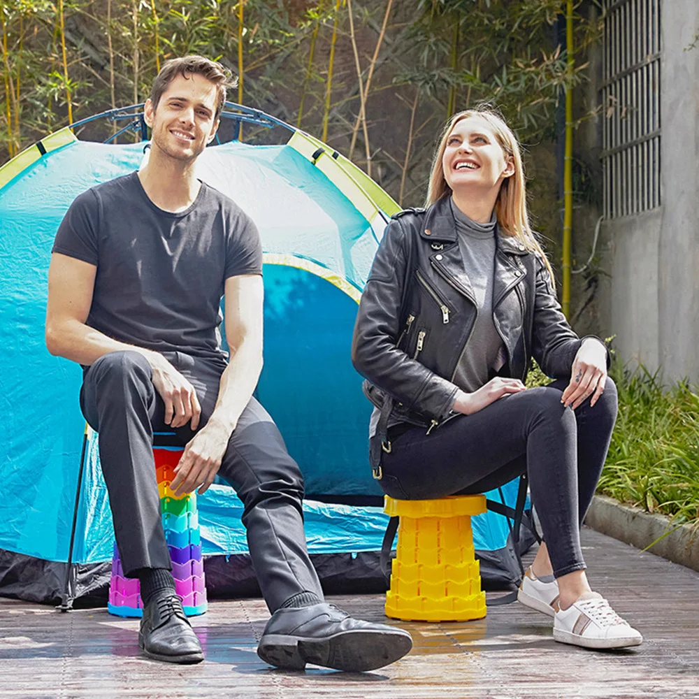 Taburete retráctil portátil para acampar, silla plegable telescópica, asiento para sillas de playa al aire libre, taburete de pesca