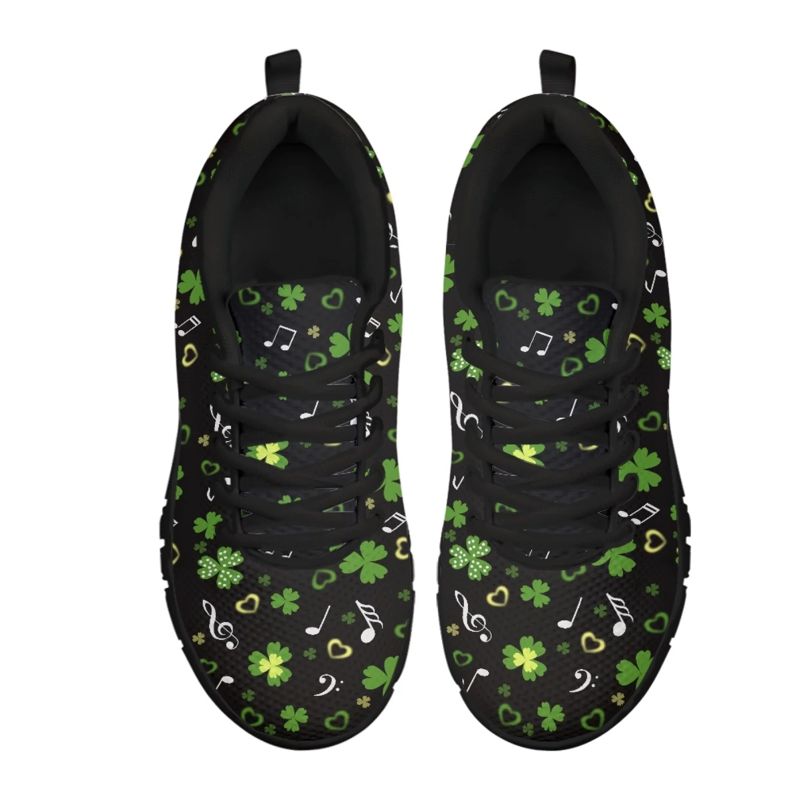 Coloranimal Shamrock Music Print Womens Cushioned Jogging Shoes for Long Standing Leisure Women Walking Shoes Fashion Sneakers