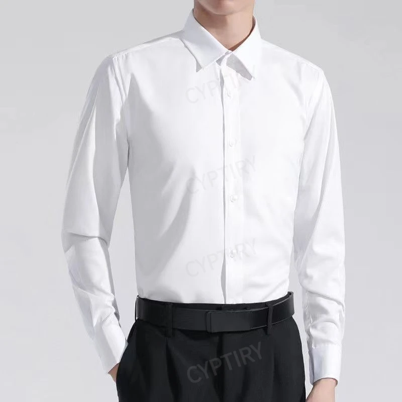 Luxury Black Shirt Men's No Ironing Slim Fit Long Sleeved Business Professional Shirt  For Wedding Groom Business Prom
