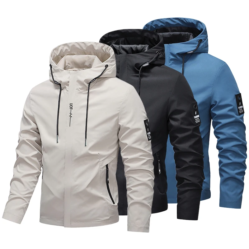 

Men's Autumn summer jacket Outdoor Quick Dry Sports Hiking Waterproof Jackets Climbing Hooded Coats Men lightweight windbreaker