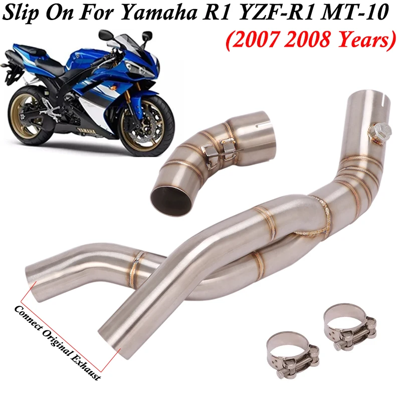 

Slip On For Yamaha YZF R1 2007 2008 Motorcycle Exhaust Escape Moto Modify Middle Tube Middle Link Pipe Connect Original Muffler