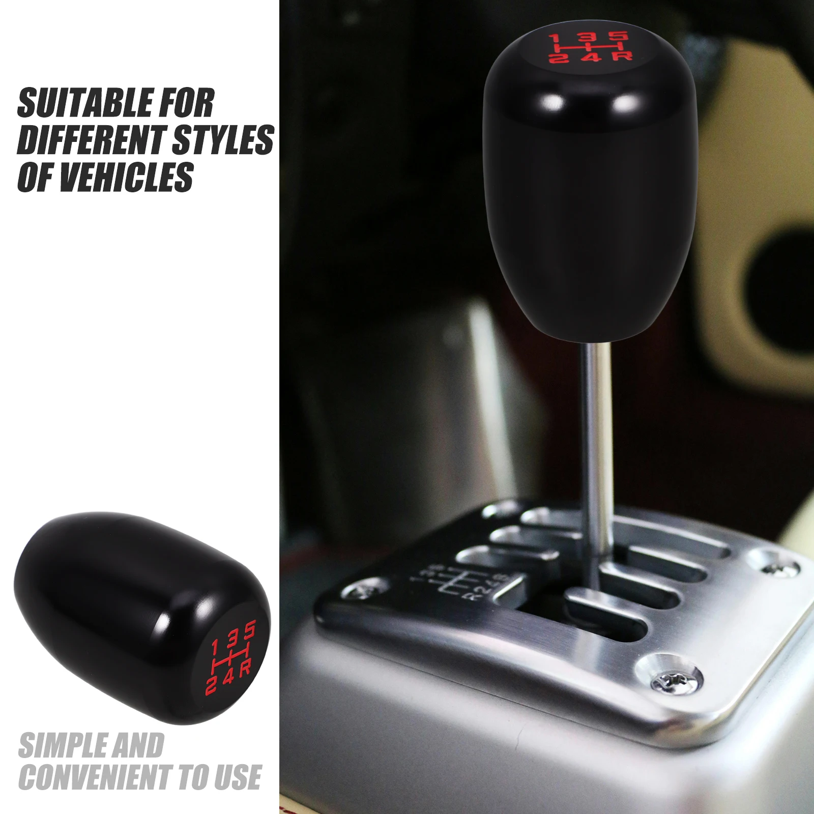 

Universal 5 Speed Gear Shift Knob Aluminum Alloy Manual Transmission Shifter Handle Easy Installation Compatible With Most