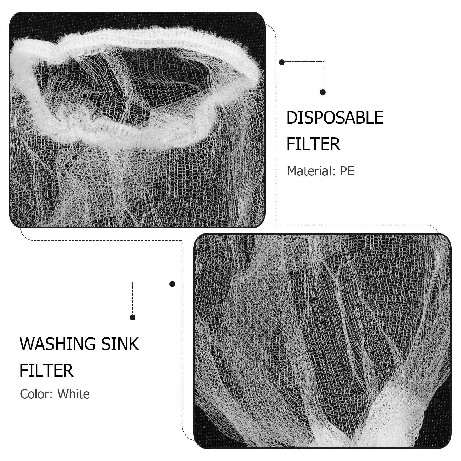 200Pcs Washing Sink Filter Bag Elastic Stretchable Fine Mesh Drainage Filter Pouch Prevent Blockage Easy Replace Sanitary
