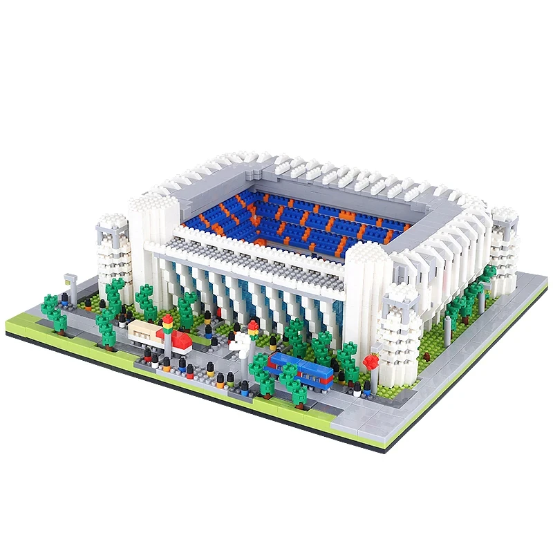 Toy for Children Football Sport MadridStadium Soccer Field 3D Model DIY  Diamond Blocks Bricks Building World Architecture