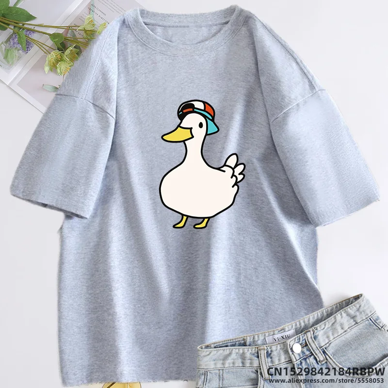 Subaru\'s Dancing Duck Hololive T Shirt Feminin O Neck T Shirts for Women Women Cotton Short Sleeve Tee Shirt Aesthetic Clothing