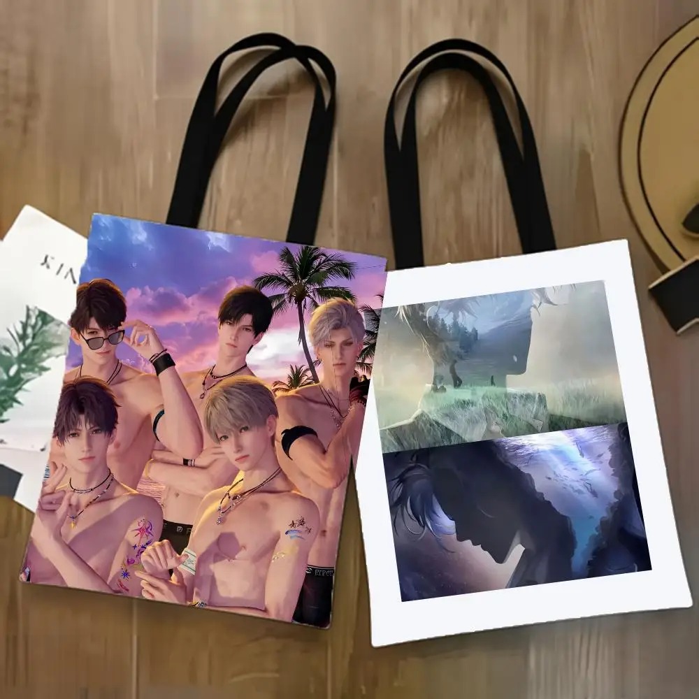 Popular Love And Deepspace Storage Bags Lightweight Canvas Tote Bag Large Capacity Shoulder Shopper Eco Multi-Purpose Handbag