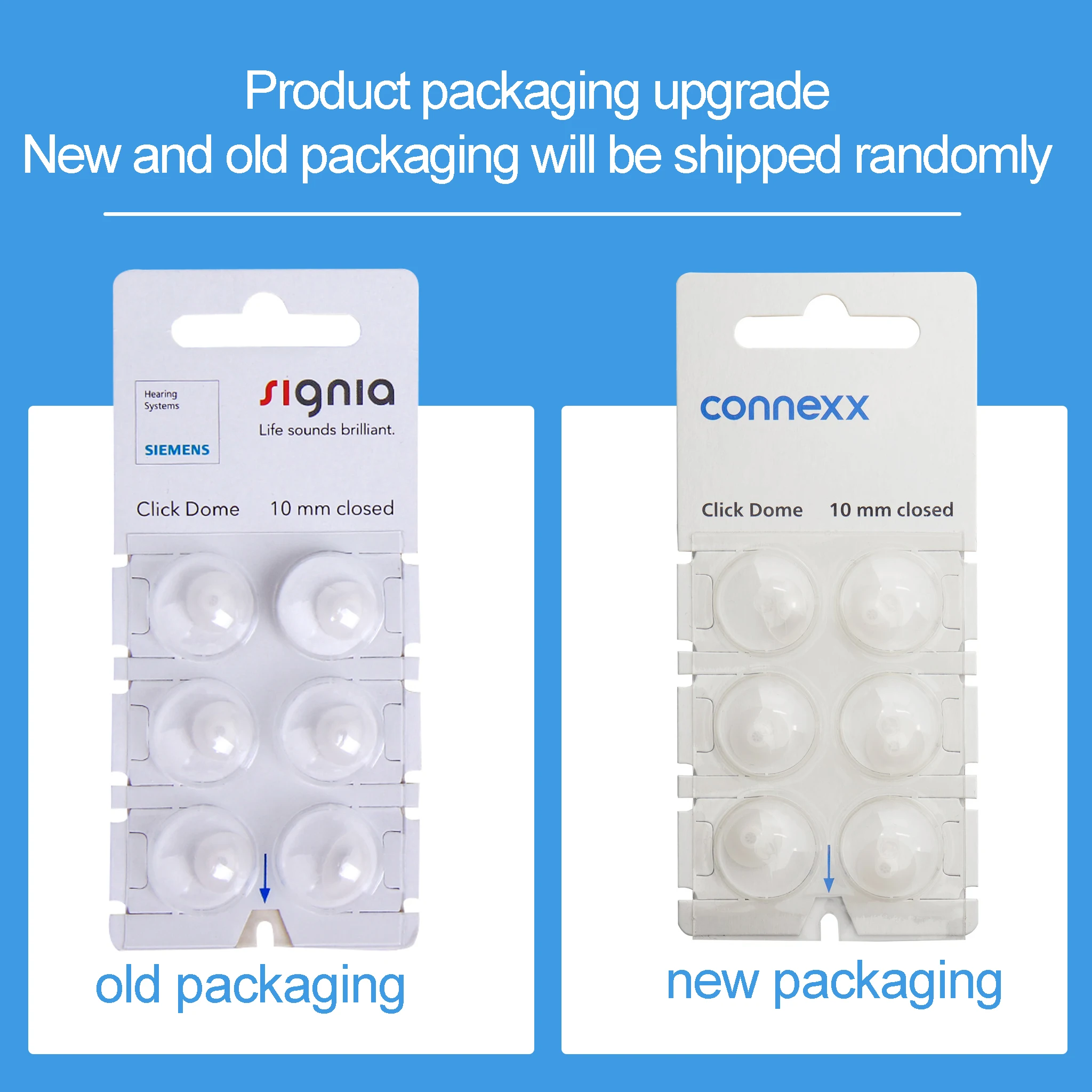 6Pieces Signia Click Connexx Sleeve Original Silicone Ear domes ,for Siemens Signia Rexton CIC ITC and RIC Model Hering Aids