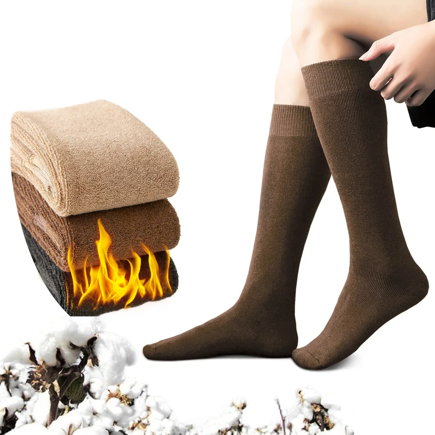 

Winter Compression Stocking for Women-Thermal Cotton Socks for Hiking,Work,Winter,Warm MidCalf Stocking