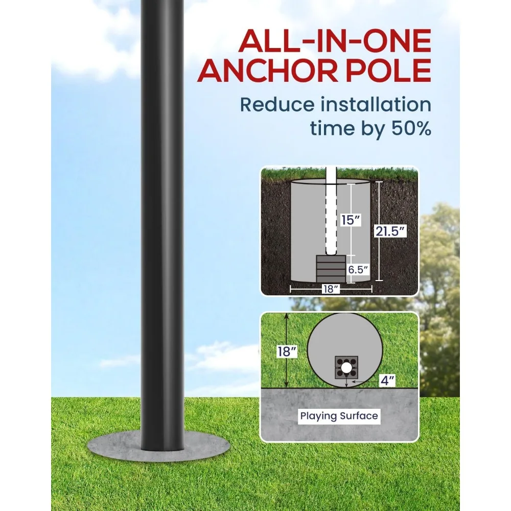 Verstelbaar basketbalringsysteem voor buiten, 7,5-10ft met slinger, geschikt voor alle leeftijden, 45-54 inch gehard glazen bord