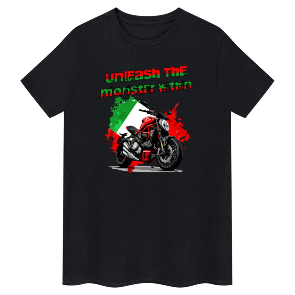 Unleash The Monster Within Motorcycle Retro Graphic Tee Cotton Mens Womens T-Shirt Outdoor Casual Top