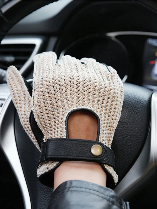 

Ретро мотоциклетные дышащие тканые перчатки Ba Hand, весенне-осенние противоскользящие перчатки из кожи оленя для верховой езды, перчатки для вождения