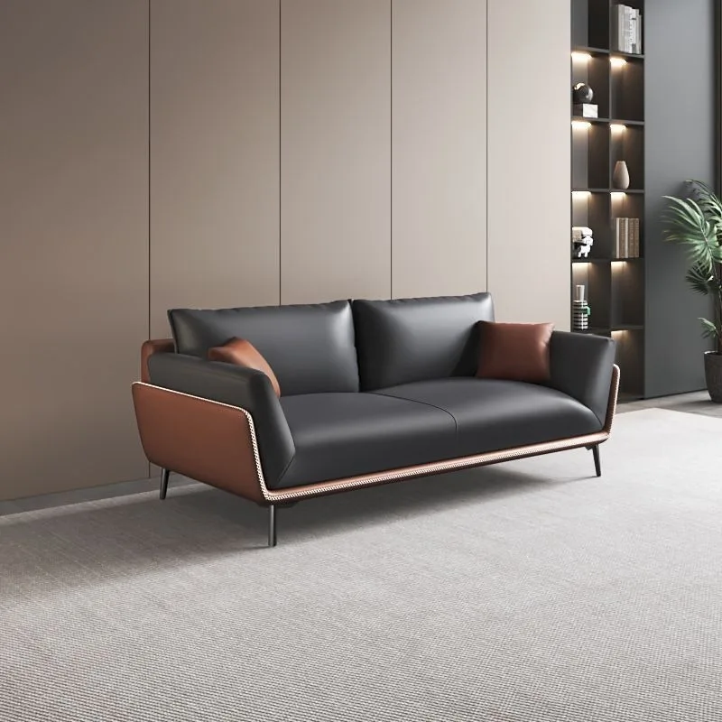 coffee table combination Italian light luxury business meeting guest negotiation reception room company leather three people