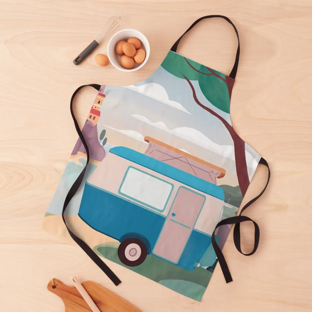 

Vintage Caravan by the Sea Apron work ladies Kitchen Accessories 2022 For Home Accessories Apron