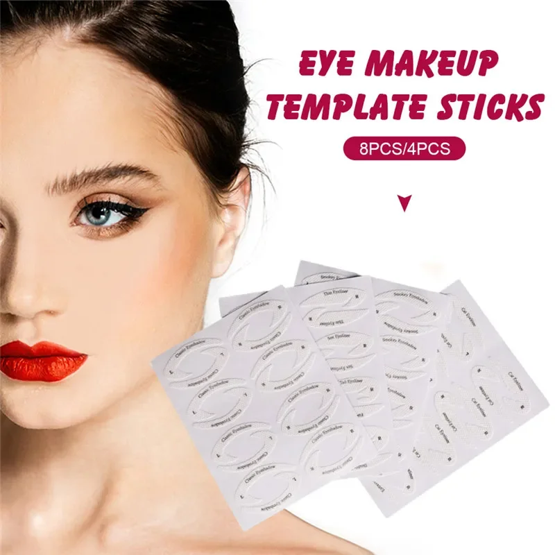 4 Vellen Oogmake-Up Stencils Eyeliner Sjabloon Vormgeven Tools Wenkbrauwen Oogschaduw Make-Up Sjabloon Tool Styling Tekening Gids