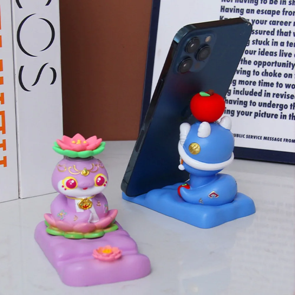

Zodiac Snake Cartoon Snake Figurine Resin Craft Slot Design Mobile Phone Stand Figurine Creative Snake Phone Holder Home Decor