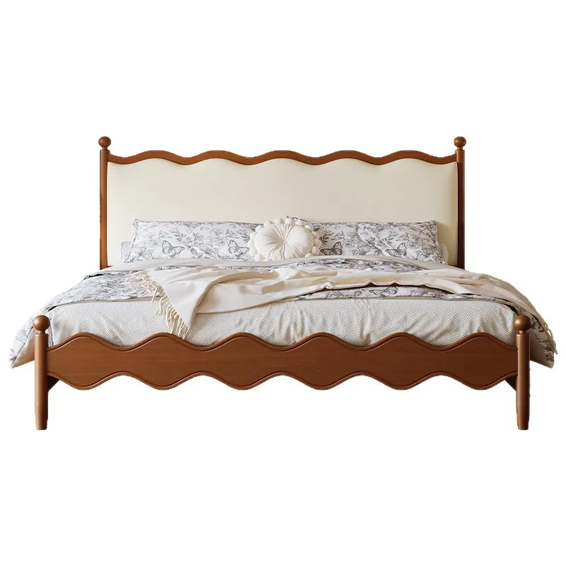 

French medieval all solid wood bed, light luxury bed master bedroom, double wedding bed