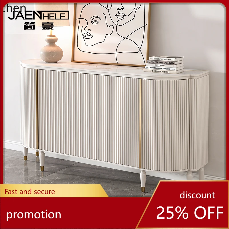 

HT side cabinet modern simple solid wood porch living room entry Italian semi-round white