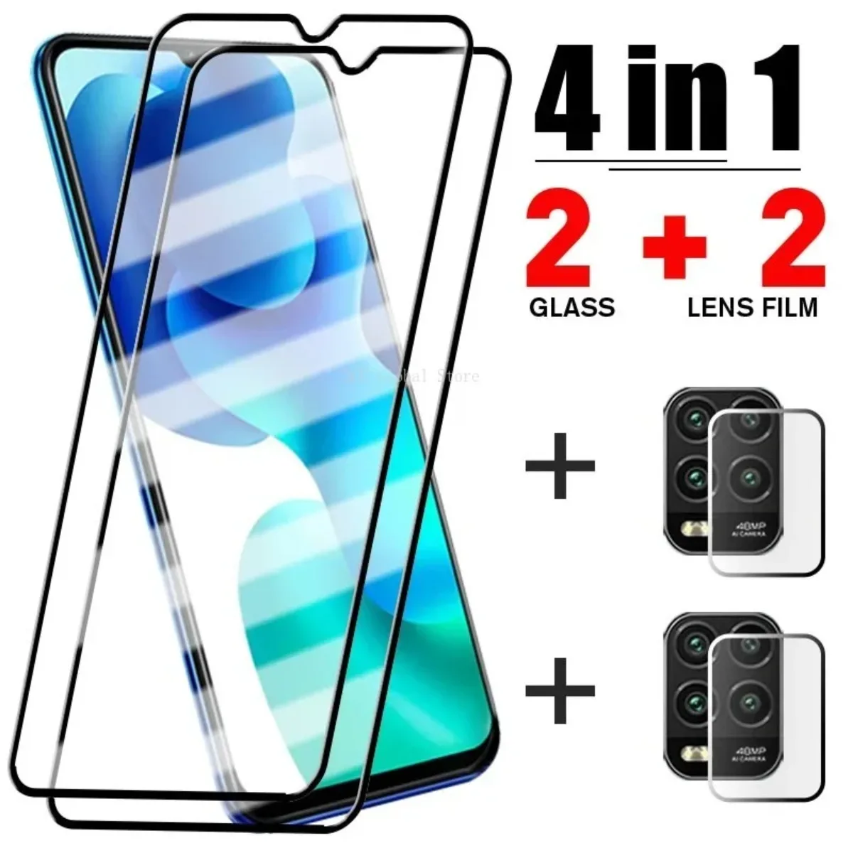 4IN1 Screen Protector for Xiaomi Mi 11 10 9 A3 Lite 5G 9T 10T Pro Protective Glass for Xiaomi Poco X6 X3 M3 Pro Tempered Glass